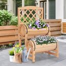 Raised Garden Bed Wooden Planter Box with Trellis Climbing Flower Herb Outdoor