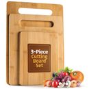 Bamboo Cutting Board 3 Piece Set, Wood Chopping Boards Serve Meat,Veggies,Cheese