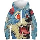 HEYLInUP Amazing Wolf Unisex Teen Boys Girls 3D Printed Hoodies Kids Sportswear Cartoon Animals Funny Pullover Cool Funny Graphic Long Sleeve with Pockets Age 6-15 13-15Y