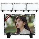 SUEMX 4 Pcs Sublimation Slate Blanks Photo Picture Frame,3.5 * 5.5 inch Glossy Surface Sublimation Rock Photo Frame for Wedding,Valentine's Day