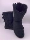 UGG Bailey Bow II Black Suede Shearling Boots 1016225 Women's 8