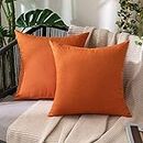 MIULEE Waterproof Outdoor Cushion Covers 24x24 Inches Set of 2 Water Resistant Decorative Throw Pillow Covers Outside for Garden Furniture Patio Couch Sofa Bed Linen Balcony, 60x60cm Orange