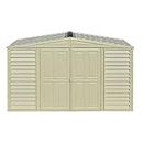 Duramax SidePro 10 x 3 (2.70 m2) Plastic Garden Storage Shed with Metal Foundation Kit, Skylight kit included, Strong Metal Roof Structure, Maintenance-Free Vinyl Shed - Ivory