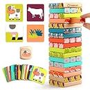 TOP BRIGHT Childrens Board Games for Kids 3 4 5 Year Old Girls Gifts Boy Educational Toys age 3 4, Wooden Stacking Block Tumble Tower Game for Toddler Age 3-8 Learning Toy with 51 Pieces