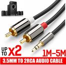 3.5mm Stereo Jack to 2 RCA Plugs Male to Male Aux Audio Cable Gold Plated DVD TV
