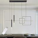 ORANOOR Modern LED Chandelier Pendant Light, Dimmable 39in Linear Kitchen Pendant Lighting Over Island, Upgraded 50W Black Square Dining Room Ceiling Hanging Light Fixture for Dining Table Bar,3000lm