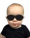 Baby Sunglasses with Flexible Frame and Adjustable Strap, Polarized - Newborn/Infant/Toddler - 0-2Y (4-24M) - Babyfied Apparel Aviators - Matte Black