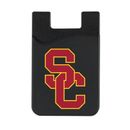 Black USC Trojans Logo Top Loading Faux Leather Phone Wallet Sleeve