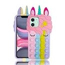 Case Creation Push Pop Unicorn Phone Case iPhone 7 Plus for Girls,Bubble Fidget Stylish Toys Game case Stress Relief Reliever Series Soft Silicone Shockproof Protective Cover for Apple iPhone 7 Plus