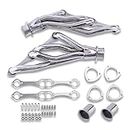 DEMOTOR PERFORMANCE Polished Stainless Steel Clipster Exhaust Headers Mid Length For SBC 283 305 350