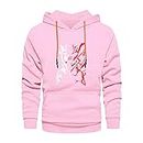 Teewink Stylish Unisex Naruto Nine-Tail Anime Design Printed Hooded Hoodies | Pullover Sweatshirts for Men & Women Pink