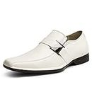 Bruno Marc Men's Giorgio-3 White Leather Lined Dress Loafers Shoes - 10 M US