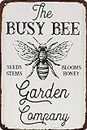 The Busy Bee Garden Blooms Honey Metal Tin Sign Retro Retro Sign for Home Farm Kitchen Garden Wall Decor 8x12 Inches