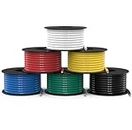 NAOEVO 14 Gauge Wire 90ft, 14 AWG Silicone Wire 15ft Each Spool, 6 Colors Flexible Tinned Copper Wire Electrical Wire 14 Gauge, Hookup Wire Kit for Breadboard/Automotive/DIY/Battery, 200℃ 600V