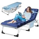 LILYPELLE 3in1 Sun Tanning Chair with Mattress, Heavy Duty Lounger Chair with Face Arm Hole, Removable Pillow, Outside Chaise Lounge Chair for Sunbathing, Patio, Poolside, Lawn, Beach