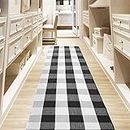 USTIDE Black and White Buffalo Checker Plaid Kitchen Rug Hand Woven Braided Accent Area Rug Runners Pad 23.6"x70"