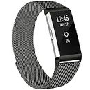 ToGomal Metal Loop Bands Compatible with Fitbit Charge 2 Bands Women Men, Adjustable Stainless-Steel Mesh Wristband Replacement Strap for Fitbit Charge 2 Special Edition Fitness Tracker£¨Small,Black£©