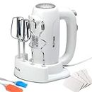 iBELL HM390L PLUS 300-W Hand Mixer Beater/Blender/Electric Cream Maker for Cakes with Base 5 Speed Control and 2 stainless Steel Beaters, 2 Dough Hooks (White)