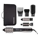 Remington Blow & Dry Caring Air Styler Hot Brush for all hair lengths, with 6 styling attachments - 25mm, 38mm & 50mm Round Brush, Concentrator, Paddle Brush & Root Boost, Storage pouch, 1200W, AS7700