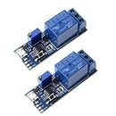 Hailege 2pcs Trigger Time Delay Switch Relay Module Adjustable Time Delay Control Swtich Trigger Delay Conduction Relay Switch Module Wide Voltage Delay Relay DC 5V-30V Micro USB Power