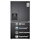 LG 635 L Frost Free Inverter Wi-Fi Side-By-Side Refrigerator Appliance (2023 Model, GL-L257CMCX, Matt Black, Door Cooling+ | with Water & Ice Dispenser)
