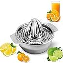iDopick Citrus Juicer Stainless Steel, Manual Hand Citrus Juicer Squeezer for Orange, Lemon, Grapefruit, Lime Lemon & Fruit Juices,Dishwasher Safe,Silver(13OZ)