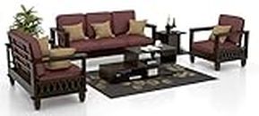 MH DECOART Sheesham Wood 6 Seater Sofa Set for Living Room Furniture Wooden Sofa Set 6 Seater for Home & Office (3+2+1, Walnut Brown Finish) | 6 Seater Wooden Sofa