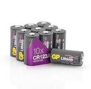 Piles CR123A - Lot de 10 Piles | GP Extra | Batteries Lithium CR 123A de 3V - Longue durée et Haute Performance pour dispositifs Quotidiens gourmands en énergie
