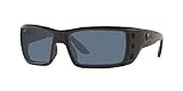 Costa Del Mar Men's Permit Rectangular Sunglasses, Blackout/Grey Polarized-580p, 62 mm