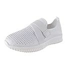 Women's Outdoor Slip On Sneakers Soft Bottom Lightweight Breathable Sports Flats Shoes Casual Fashion Shoes for Summer White, 7.5