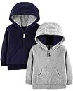 Simple Joys by Carter's Boys' 2-Pack Fleece Full Zip Hoodies Hooded Sweatshirt, Grey/Navy, 12 Months (Pack of 2)