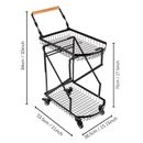 2-Layers Kitchen Mobile Trolley Cart, Foldable Rolling Rack Kitchen Utility Cart