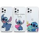 nurkorki [3 Piezas Funda para Apple iPhone 7 Plus/8 Plus 5,5" Stitch, Transparente Silicona Anime Carcasa con Aesthetic Dibujos para iPhone 8 Plus Fundas Protector Cute Case