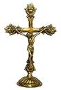 ESPLANADE Brass Golden Christian Cross Jesus Cross Holy Statue of Jesus Christ Antique Finish - Spiritual Idols - Religious Statues - 11" Inches