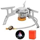 Youyijia Backpacking Stoves Portable Windproof Camping Gas Stove Camping Gas Burner Stove with Piezo Ignition Folding Backpacking Stove for Outdoor Cooking Camping Fishing Picnic with Carrying Case