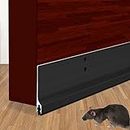 USUKUE 42 inch Door Draft Stopper Bottom Mice Seal Strip Metal Blocker, Aluminium Mouse Sweep 2" Height, Black
