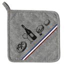 Chef's French Culinary Cotton Pot Holder - Heat Resistant 8x8 Inch - Wine & Delicacies Design for Gourmet Kitchens