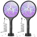 YISSVIC Electric Fly Swatter 4000V Bug Zapper Racket Dual Modes Mosquito Killer with Purple Mosquito Light Rechargeable for Indoor Home Office Backyard Patio Camping (Black)