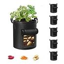 Cavisoo 5-Pack 10 Gallon Potato Grow Bags, Garden Planting Bag with Reinforced Handle, Thickened Nonwoven Fabric Pots for Tomato, Vegetable and Fruits