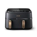Philips Dual Basket Airfryer 3000 Series, 9L, 2 Drawers, Synch Function, Rapid Air Technology, Versatile Large Hot Air Fryer, 90% Less Fat and Energy Saving, HomeID App (NA352/00)