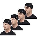 Marc Loire Lightweight Stretchable Motorcycle Sweat Wicking Under Helmet Skull Cap for Men & Women - Protects from Wind, Sun, Dust for biking, Cycling and Outdoor Activities (Black, Pack of 1)