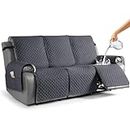 TAOCOCO Anti-Slip Recliner Sofa Cover Couch Covers for Leather Recliner Sofa, Pet Cover for Recliner Sofa, Washable Reclining Sofa Cover Furniture Protector with Elastic Straps(3 Seater, Dark Grey)