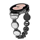 Bling Band Compatible with Michael Kors Access Gen 4 MKGO/MKGO Gen 5E 43mm for Women Dressy Metal Stainless Steel Slim Strap Crystal Rhinestone Watch Bands Bracelet with Diamond Wristband Accessories (Black)
