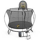 Springfree Compact Round Trampoline 2.5m - Sports Accessory Bundle Basketball Hoop, Ladder and Bag