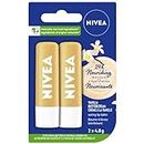 NIVEA Vanilla Buttercream Lip Balm | Made with Jojoba Oil & Shea Butter | Keeps lips moisturized for 24H | 2 x 4.8g tubes