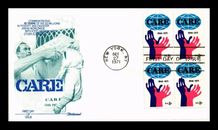 CARE FOOD PACKAGE WORLDWIDE 25TH ANNIV 1971  FLEETWOOD  CACHET FDC BLOCK UNADDR