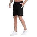 BLUE STAR SHARK Athletic Sports Shorts for Men with Zip Pockets and Elastic Waistband Quick Dry Lightweight Activewear. Black