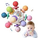 Beißspielzeug Baby ab 3 Monate, Sensorik Rassel Greifball Babyspielzeug aus Silikon, Montessori Motorikspielzeug Baby Geschenk ab 0 6 9 Monate