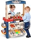 PALULU Grocery Store Playset with Cash Register, Scanner, Play Food Set, Pretend Supermarket Play Toys (55 PCS)
