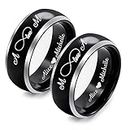 Personalized Engraved Name Rings Infinity Love You Matching Promise Rings for Couples Wedding Bands Sets for Him and Her High Polish Dome Engagement Ring Anniversary Birthday Gift for Him Her